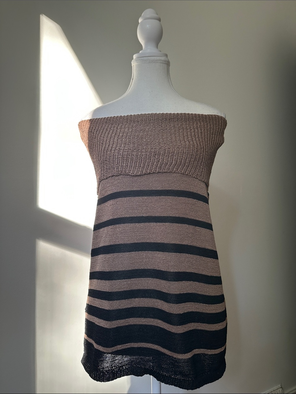 AVITANO Y2K Preppy Summer‎ Stripe Fold Over Off the Shoulder Knit Top Medium